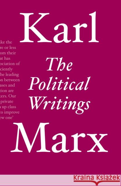 The Political Writings Karl Marx 9781788736862 Verso