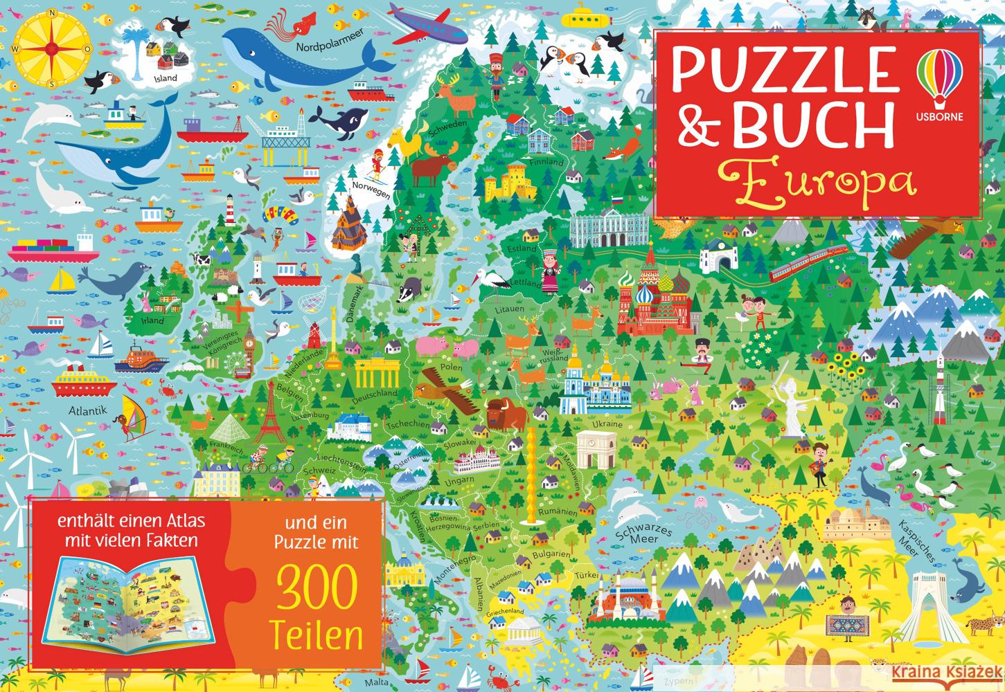 Puzzle & Buch: Europa Melmoth, Jonathan 9781789415698 Usborne Verlag