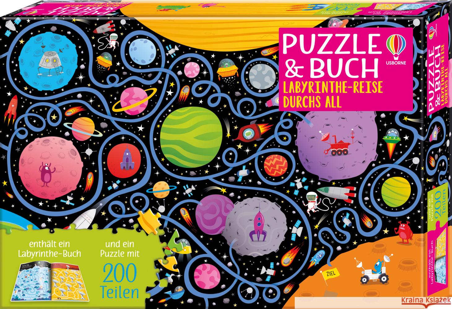 Puzzle & Buch: Labyrinthe-Reise durchs All Smith, Sam 9781789418385 Usborne Verlag