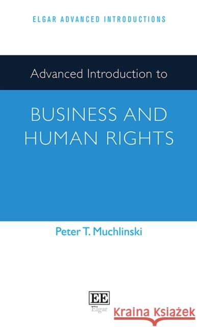 Advanced Introduction to Business and Human Rights Muchlinski, Peter T. 9781789901290