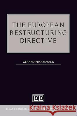 The European Restructuring Directive Gerard McCormack   9781789908800
