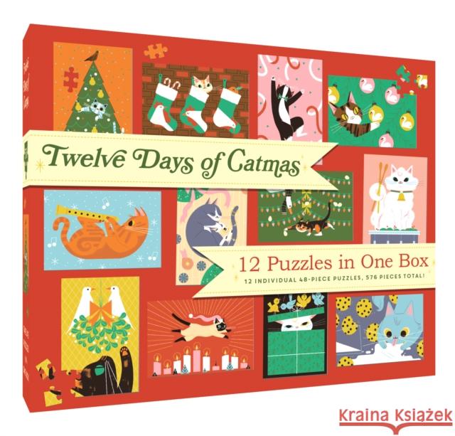 12 Puzzles in One Box: Twelve Days of Catmas Chronicle Books 9781797213798 Chronicle Books