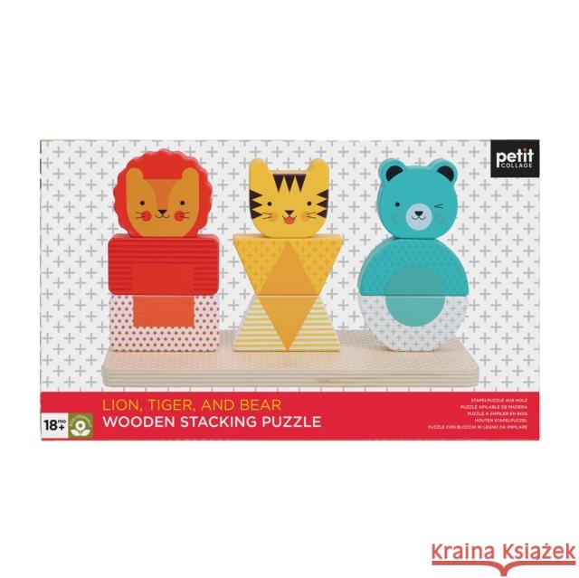 Lion, Tiger, and Bear Wooden Stacking Puzzle Petit Collage 9781797229270 Chronicle Books