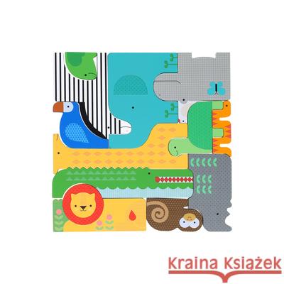 Wooden Puzzle + Play: Shaped Safari Animals Petit Collage 9781797232041