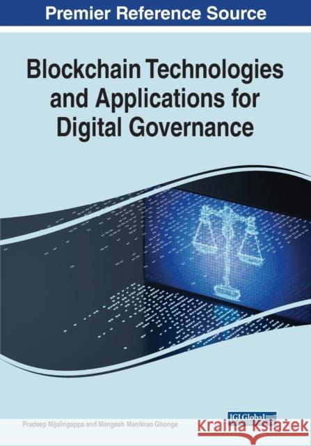 Blockchain Technologies and Applications for Digital Governance  9781799884941 IGI Global