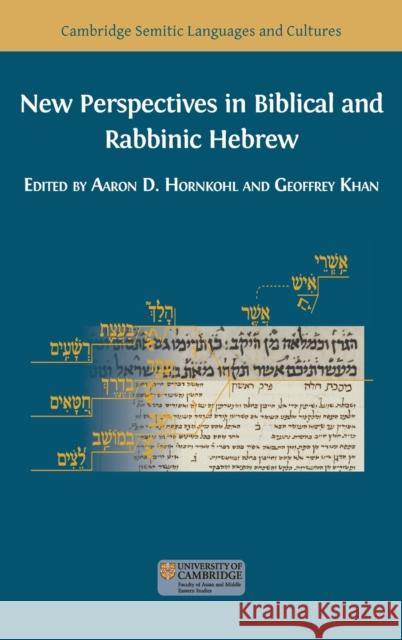 New Perspectives in Biblical and Rabbinic Hebrew Aaron D Hornkohl, Geoffrey Khan 9781800641655
