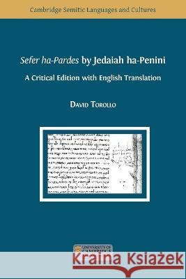Sefer ha-Pardes by Jedaiah ha-Penini David Torollo 9781800647251 Open Book Publishers