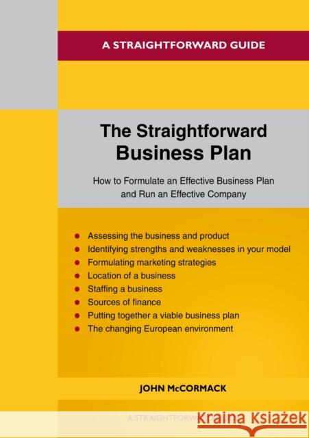 The Straightforward Business Plan John McCormack 9781802362114 Straightforward Publishing