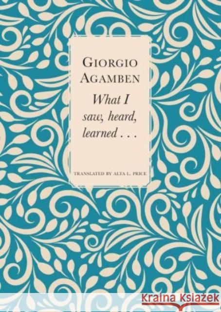 What I Saw, Heard, Learned . . . Alta L. Price 9781803092980 Seagull Books London Ltd