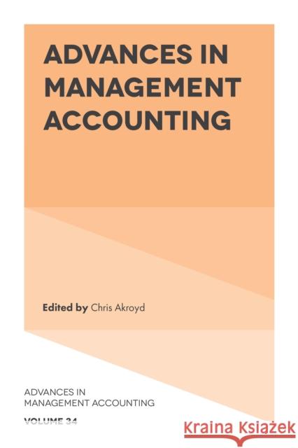 Advances in Management Accounting  9781803820323 Emerald Publishing Limited