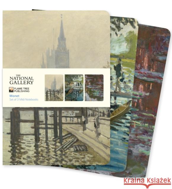 National Gallery: Monet Set of 3 Midi Notebooks  9781804179222 Flame Tree Gift