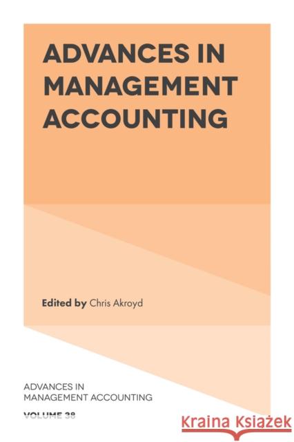 Advances In Management Accounting  9781805927389 Emerald Publishing Limited