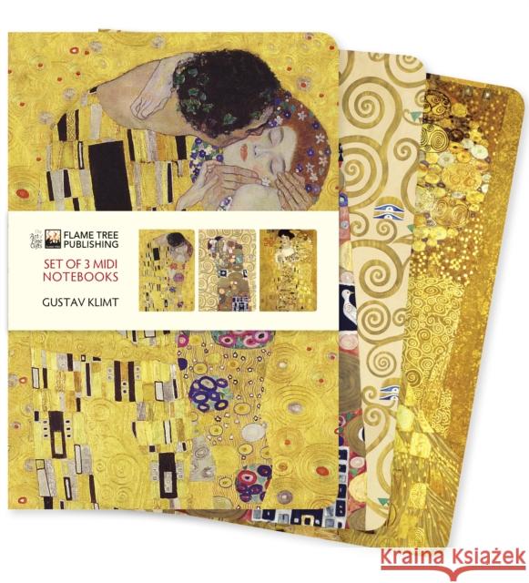 Gustav Klimt Set of 3 Midi Notebooks  9781839649059 Flame Tree Gift