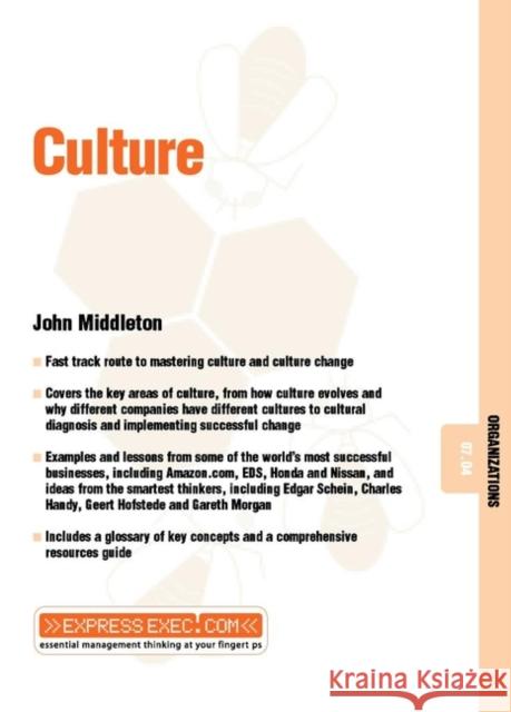 Culture: Organizations 07.04 Middleton, John 9781841122168 JOHN WILEY AND SONS LTD