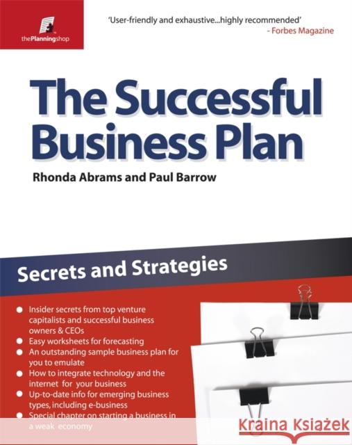 The Successful Business Plan: Secrets and Strategies Paul Barrow 9781841128078