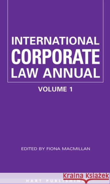 International Corporate Law - Volume 1 MacMillan, Fiona 9781841130378 Hart Publishing