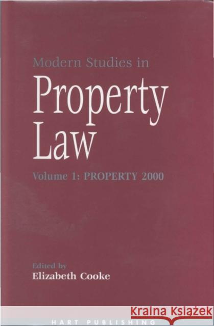 Modern Studies in Property Law - Volume 1 Cooke, Elizabeth 9781841131252 Hart Publishing