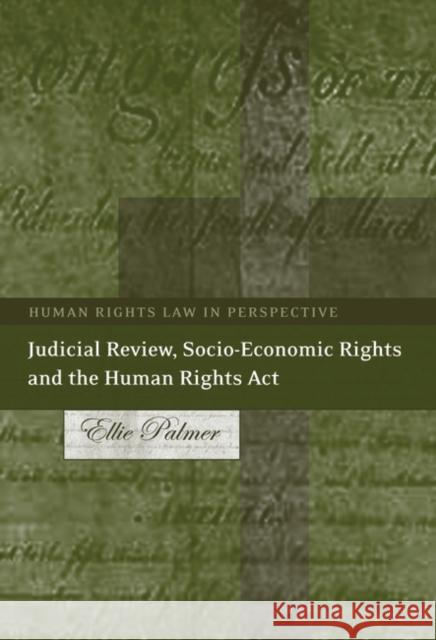 Judicial Review, Socio-Economic Rights and the Human Rights ACT Palmer 9781841139760