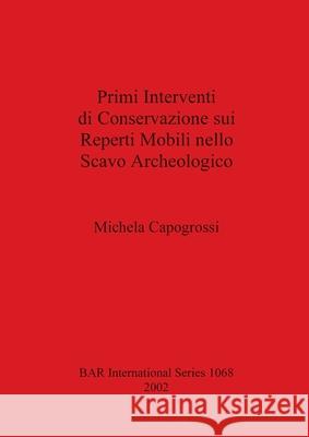 Primi Interventi di Conservazione sui Reperti Mobili nello Scavo Archeologico Michela Capogrossi 9781841713137 British Archaeological Reports Oxford Ltd