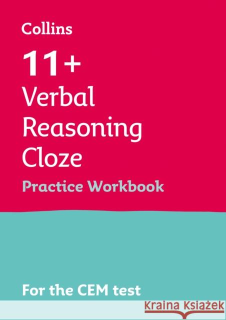 11+ Verbal Reasoning Cloze Practice Workbook: For the 2026 Cem Tests Collins 11+ 9781844199006 HarperCollins UK