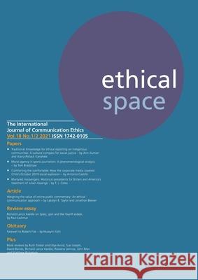 Ethical Space Vol.18 Issue 1/2 Donald Matheson Sue Joseph Tom Bradshaw 9781845497835