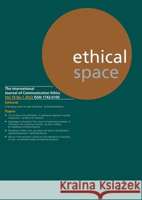 Ethical Space Vol. 19 Issue 1 Donald Matheson Sue Joseph Tom Bradshaw 9781845497972