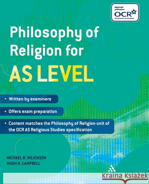 Philosophy of Religion for as Level Wilkinson, Michael B. 9781847065407