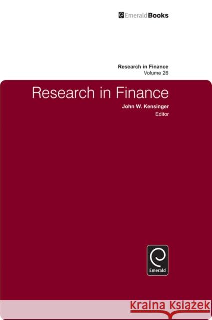 Research in Finance John W. Kensinger, John W. Kensinger 9781849507264 Emerald Publishing Limited