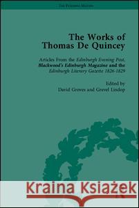 The Works of Thomas de Quincey, Part I Thomas D 9781851965182 PICKERING & CHATTO (PUBLISHERS) LTD