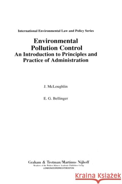 Environmental Pollution Control McLoughlin, James LL M. 9781853335778 Kluwer Law International