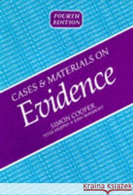 Cases and Materials on Evidence  Cooper 9781854316387 0