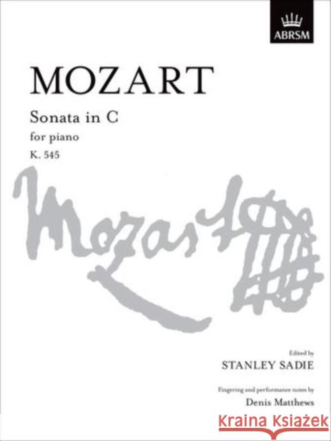 Sonata in C,  K. 545  9781854721303 Associated Board of the Royal Schools of Musi
