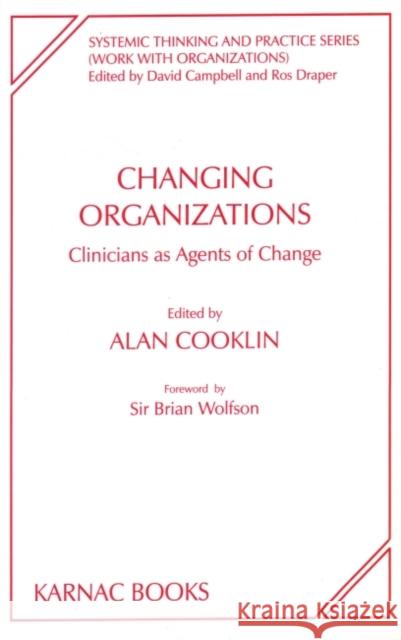 Changing Organisations: Clinicians as Agents of Change Alan Cooklin Brian Wolfson 9781855752184 Karnac Books