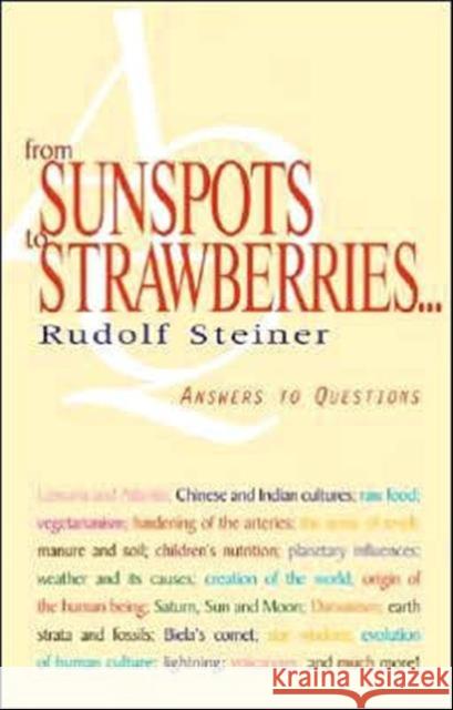 From Sunspots to Strawberries: Answers to Questions Rudolf Steiner 9781855841123 Rudolf Steiner Press