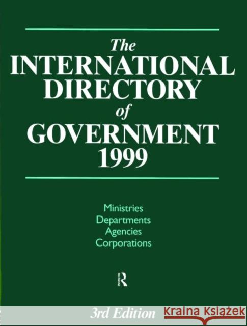 The International Directory of Government 1999 Europa Publications 9781857430578 Thomson Gale