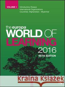 The Europa World of Learning 2016 Europa Publications 9781857437683 Routledge