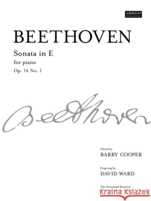 Sonata in E, Op. 14 No. 1 : from Vol. I  9781860963483 Associated Board of the Royal Schools of Musi