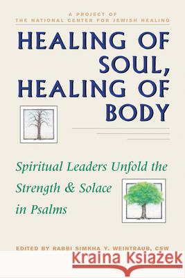 Healing Body, Healing Soul : Spiritual Leaders Unfold the Strength & Solace in Psalms Simkha Y. Weintraub Sheldon Zimmerman 9781879045316 Jewish Lights Publishing