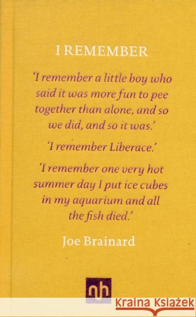 I Remember Joe Brainard 9781907903571