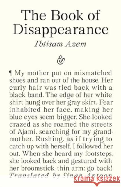 The Book of Disappearance Ibtisam Azem 9781916751026 And Other Stories