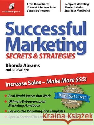 Successful Marketing: Secrets & Strategies Rhonda Abrams 9781933895055 Planning Shop