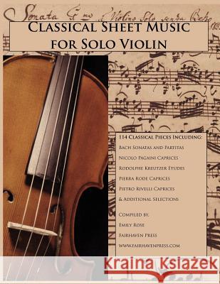Classical Sheet Music for Solo Violin Emily Rose 9781939497024