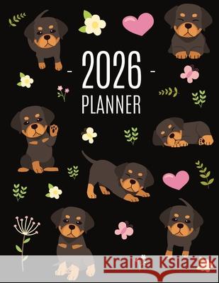 Rottweiler Planner 2026: Organizer: January-December (12 Months) Cute Dog Year Scheduler with Pretty Pink Hearts Pimpom Pretty Press 9781965994740 Semsoli