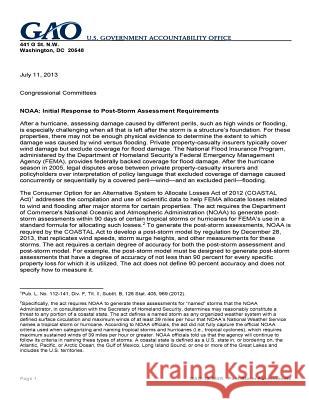 Noaa: initial response to post-storm assessment requirements Office, U. S. Government Accountability 9781974243853 Createspace Independent Publishing Platform