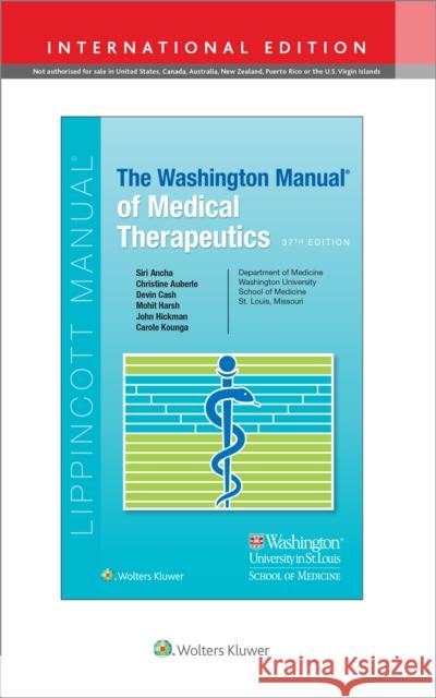 The Washington Manual of Medical Therapeutics Carole Kounga 9781975198497 Wolters Kluwer Health