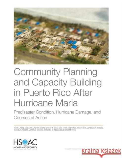 Community Planning and Capacity Building in Puerto Rico After Hurricane Maria: Predisaster Conditions, Hurricane Damage, and Courses of Action Vivian L. Towe Elizabeth L. Petru Edward W. Chan 9781977402882 RAND Corporation