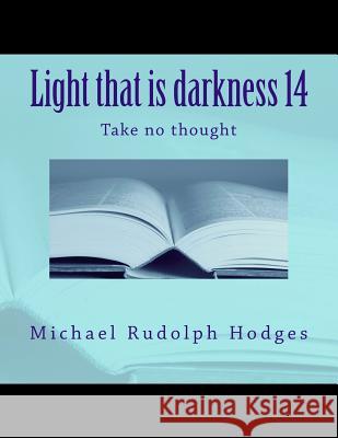 Light that is darkness 14: Take no thought Hodges, Michael Rudolph 9781979682596 Createspace Independent Publishing Platform