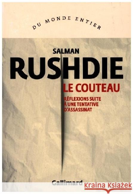 Le Couteau Rushdie, Salman 9782073033987 Gallimard