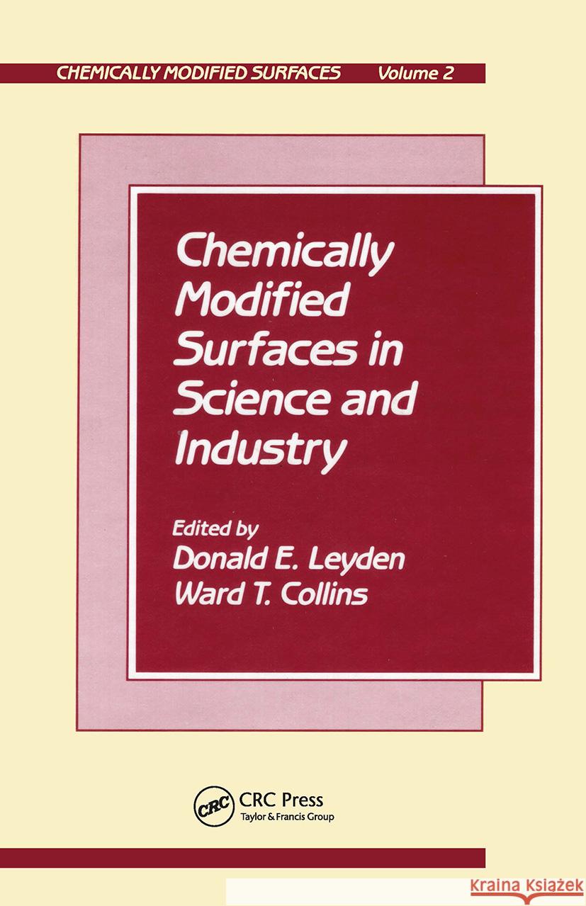 Chemically Modified Surfaces S    9782881242212 Taylor & Francis