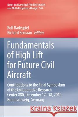 Fundamentals of High Lift for Future Civil Aircraft: Contributions to the Final Symposium of the Collaborative Research Center 880, December 17-18, 20 Radespiel, Rolf 9783030524319